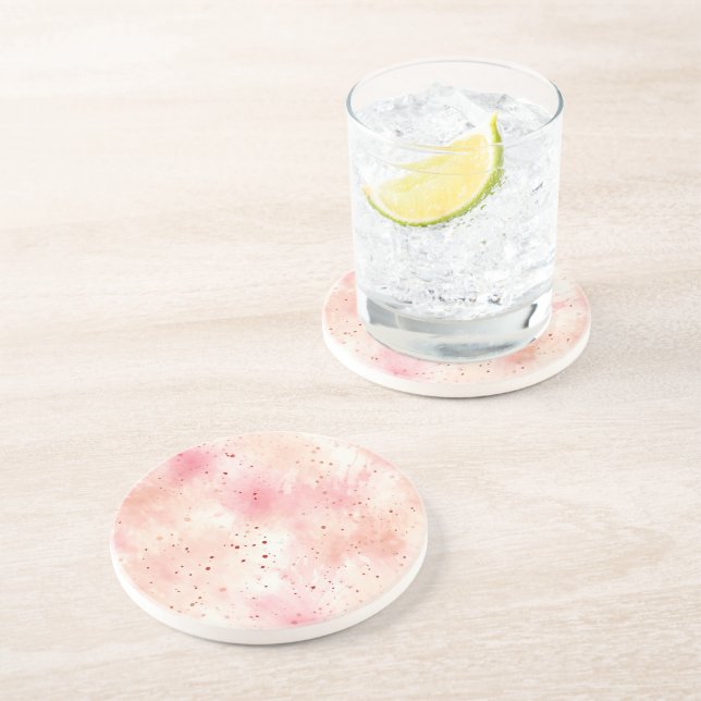 Girly Peach Pink Abstract Coaster (Side)