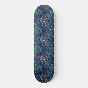 Girly Peacock Feathers Butterfly Fantasy  Skateboard