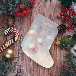 Girly Personalised Christmas Pink ornaments Large Christmas Stocking