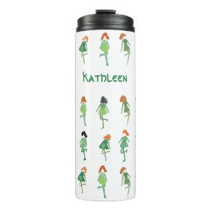 Girly Personalised Irish Dancers Cute Hand-Drawn T Thermal Tumbler