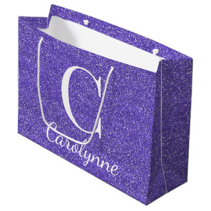 Girly Personalised Purple Faux Glitter Large Gift Bag