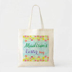 Girly Personalised Template Floral Custom Easter Tote Bag