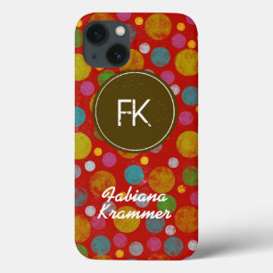 girly personalizable colour polka dots iPhone 13 case