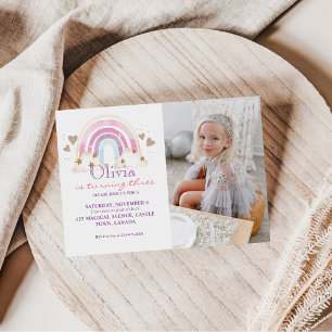 Girly Photo Birthday Invitation Rainbow Kids