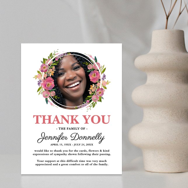 Girly Photo Funeral Thank You Card (Creator Uploaded)