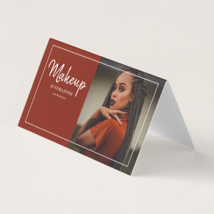 Girly Photo Makeup Artist White Script Type Business Card