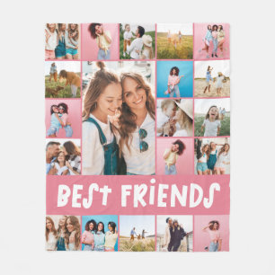 Girly pink 20 photo best friend modern simple flee fleece blanket