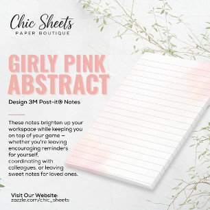 Girly Pink Abstract Design 3M Post-it® Notes
