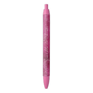 Girly Pink Abstract Glitz Glam Glitter Black Ink Pen