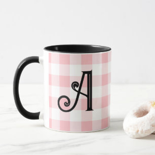 Girly Pink and Black Custom Monogram Mug