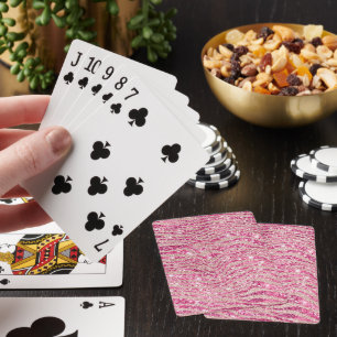 Girly Pink and Blush Glitter Zebra Playing Cards