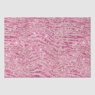 Girly Pink and Blush Glitter Zebra Tissue Paper