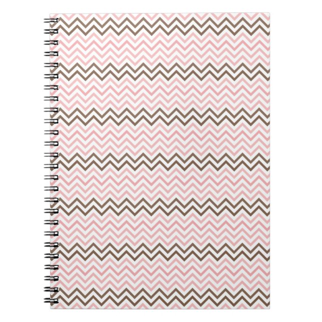 Girly Pink and Brown Chevron Notebook (Front)