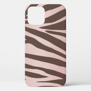 Girly Pink and Brown Zebra iPhone 12 Case