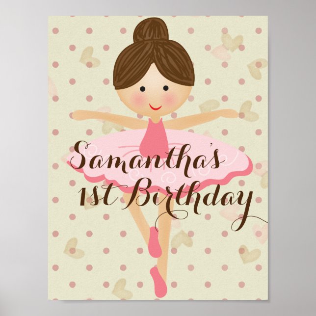 Girly Pink and Dreamy Ballerina Poster (Front)