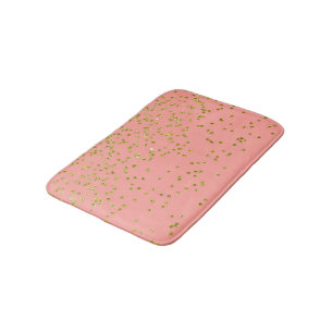 Girly Pink and Faux Gold Glitter Confetti Bath Mat