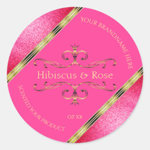 Girly Pink and Gold Product Labels Glitter Borders