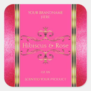 Girly Pink and Gold Product Labels Glitter Borders
