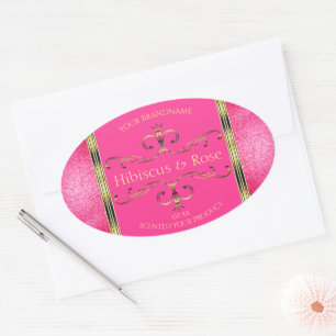 Girly Pink and Gold Product Labels Glitter Borders
