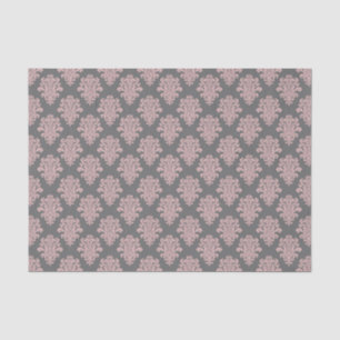 Girly Pink and Grey Damask Tissue Paper