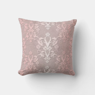 Girly Pink and Pale Pink Fancy Damask Cushion