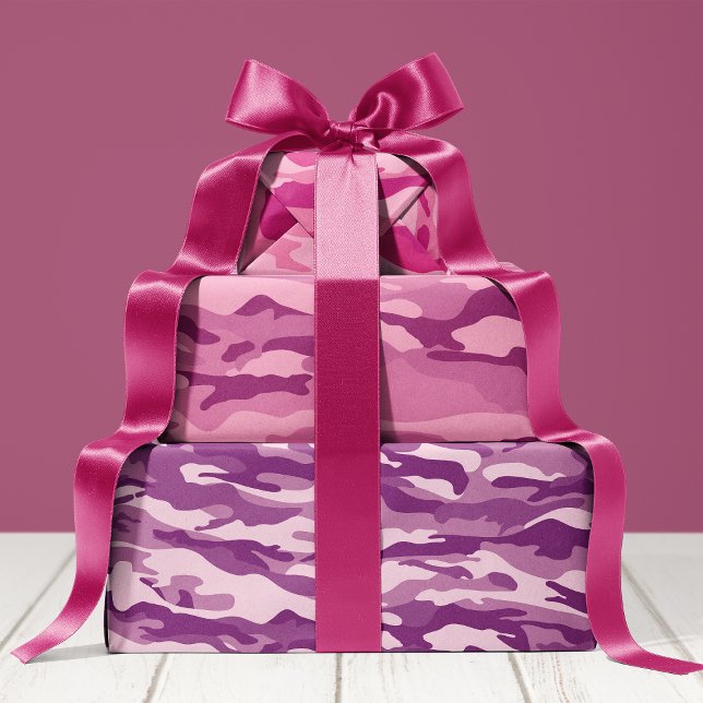 Girly Pink And Purple Camouflage Camo Pattern Wrapping Paper Sheet (Creator Uploaded)