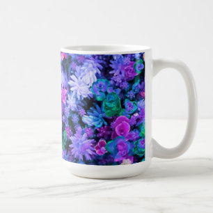 Girly Pink and Purple Floral Succulents Coffee Mug