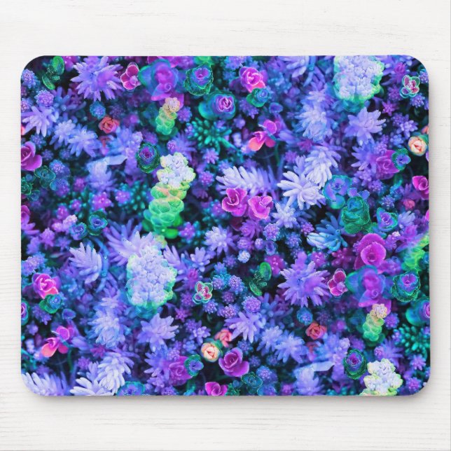 Girly Pink and Purple Floral Succulents Mouse Pad (Front)