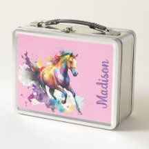 Girly Pink and Purple Running Horse Custom