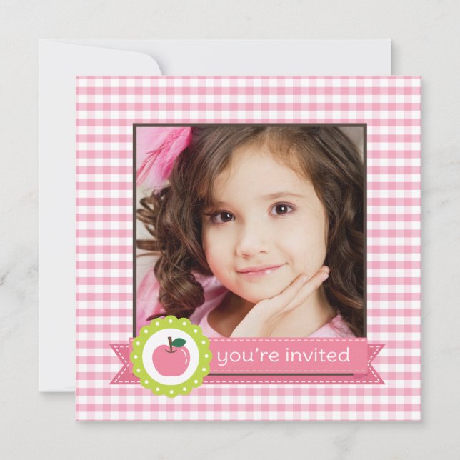 Girly Pink Apple Birthday Party Invitation (Front)
