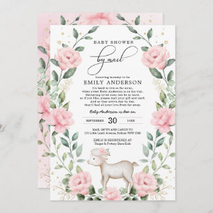 Girly Pink Baby Lamb Shower By Mail Quarantine Invitation