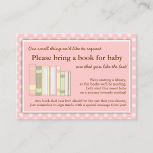 Girly Pink Baby Shower Book Insert Request Card