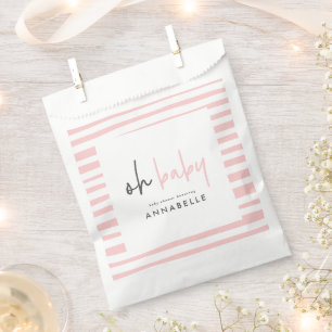 Girly pink baby shower typography modern favour ba bag