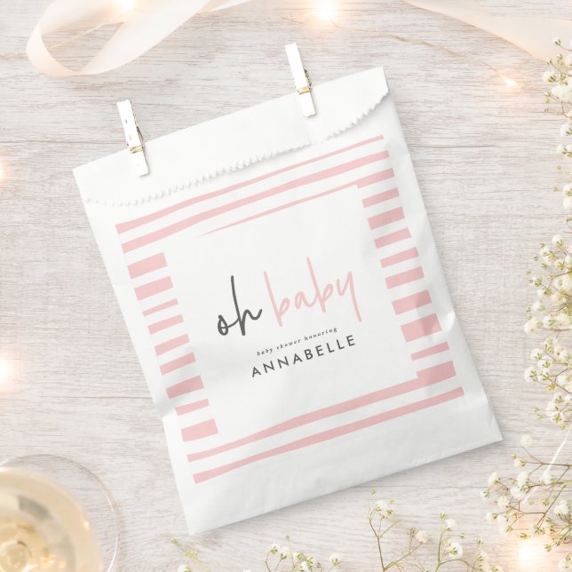 Girly pink baby shower typography modern favour ba bag (Clipped)