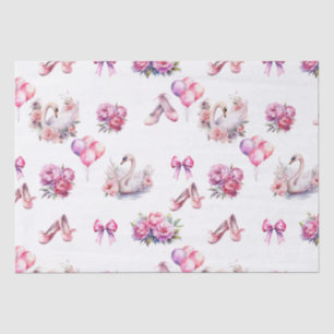 Girly Pink Ballet Floral Tissue Paper