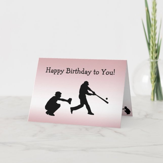 Girly Pink Baseball Play Ball Sports Birthday Card (Front)