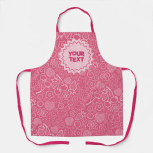 Girly Pink Berry Strawberry Cherry Modern. Apron