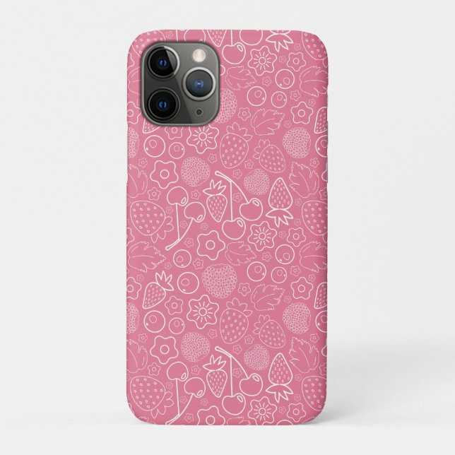 Girly Pink Berry Strawberry Cherry Modern. Case-Mate iPhone Case (Back)