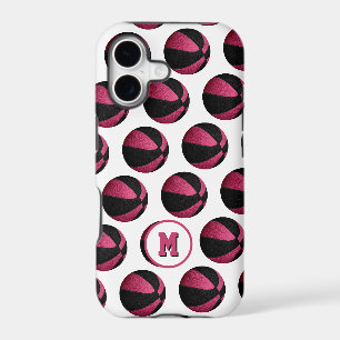 girly pink black basketballs pattern monogrammed