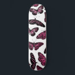 Girly Pink Black Butterflies Watercolor Pattern Skateboard<br><div class="desc">This artsy and modern design depicts black hand-drawn illustrated butterflies filled with hand-painted berry pink watercolor paint on top of a simple white background. It's cute, pretty, artistic, girly, and original. Stylise with this hand-painted and hand-drawn design done by the artist of La Femme, Rachel Matheney. ***IMPORTANT DESIGN NOTE: For...</div>