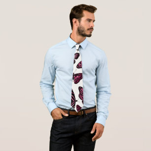 Girly Pink Black Butterflies Watercolor Pattern Tie
