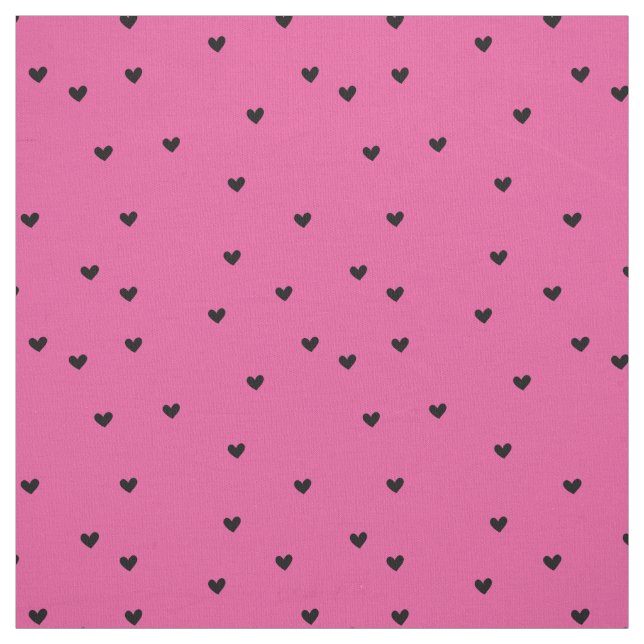 Girly Pink Black Hearts Fabric (Swatch)