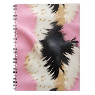 Girly Pink Black White Gold Cowhide Notebook
