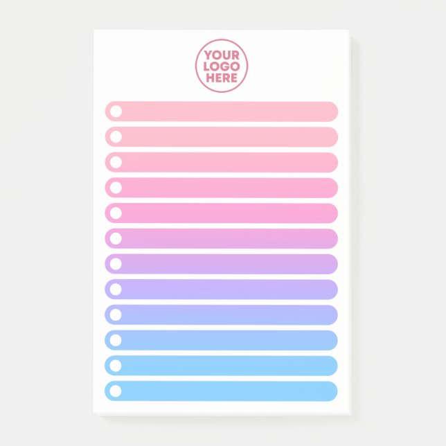 Girly Pink Blue Gradient Business Logo To Do List Post-it Notes (Front)