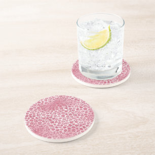 Girly Pink Blush Glitter Leopard Print Coaster