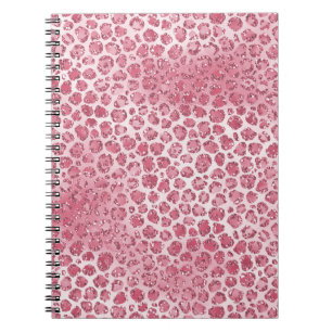 Girly Pink Blush Glitter Leopard Print  Notebook