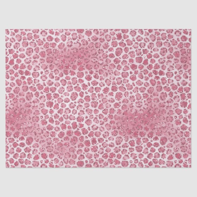 Girly Pink Blush Glitter Leopard Print       Tissue Paper (Front)