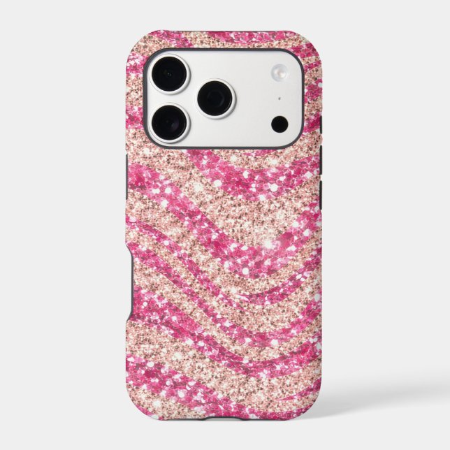 Girly Pink Blush Glitter Zebra Pattern             (Back)