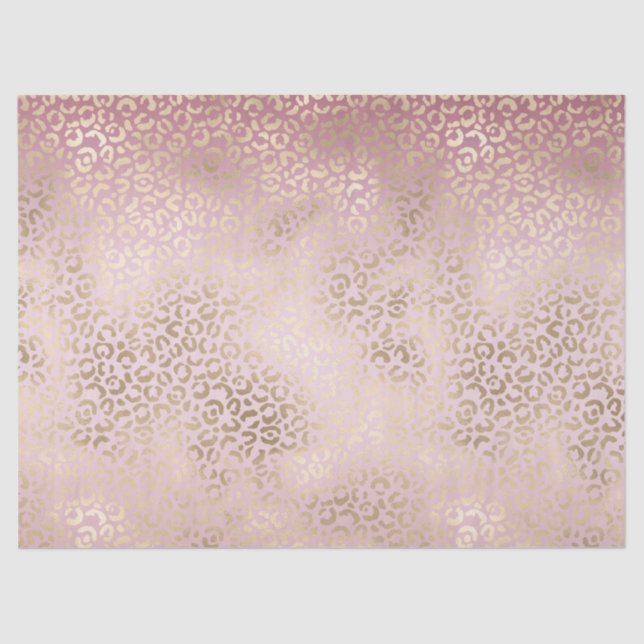 Girly Pink Blush Gold Ombre Leopard Print Tissue Paper (Front)