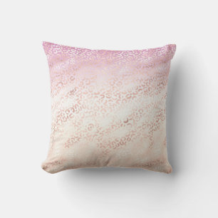 Girly Pink Blush Peach Glam Leopard Print Tie dye Cushion